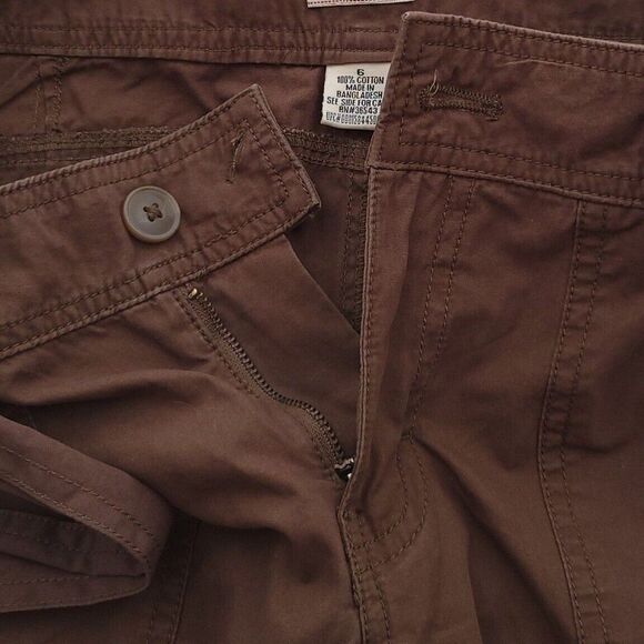 Izod Solid Brown Belted Cotton Capri Womens Size 6 - Picture 11 of 13